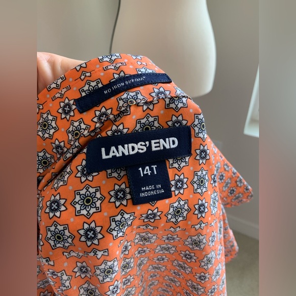 Lands End Orange Button Down Long Sleeve Blouse - Picture 5 of 5